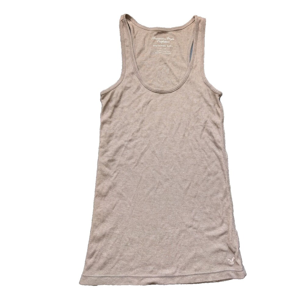 American Eagle Women's Boyfriend Tank Ribbed Logo Stretch Y2K Size XS